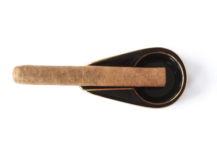 Single Black And Gold Inlay Ceramic Ashtray