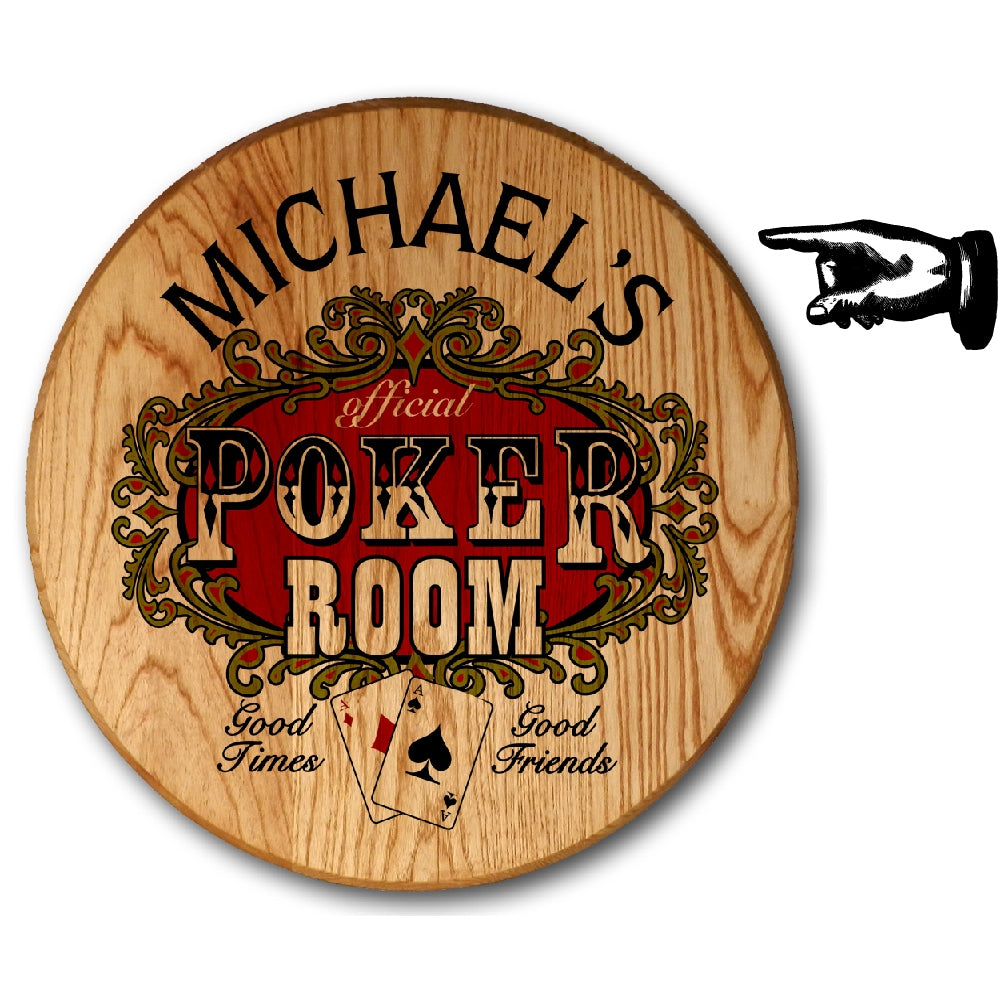 Personalized Barrel Head Poker Sign