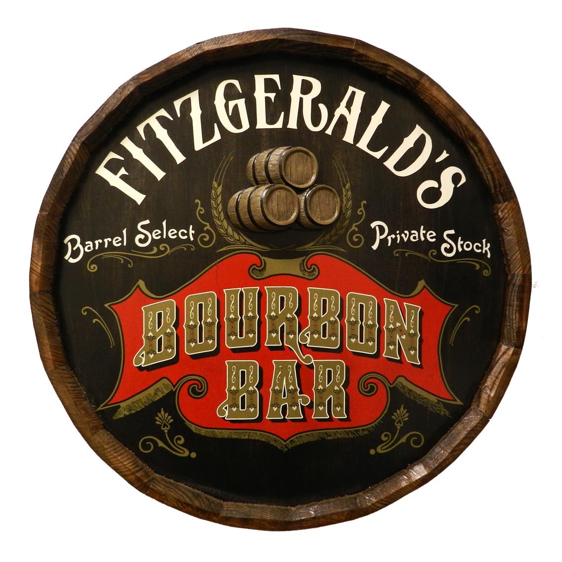 Personalized Bourbon Bar Quarter Barrel Sign