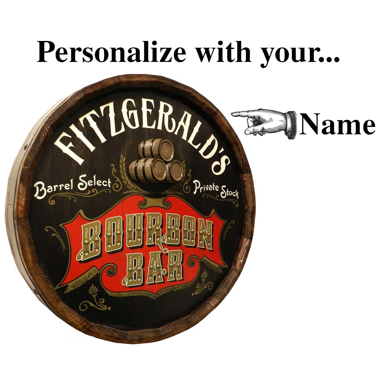 Personalized Bourbon Bar Quarter Barrel Sign