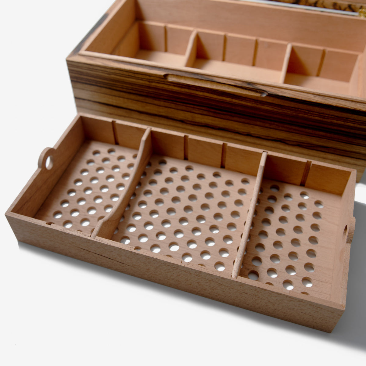 Cigar Humidor - Zebrawood with Spanish Cedar Lining - 80 Capacity