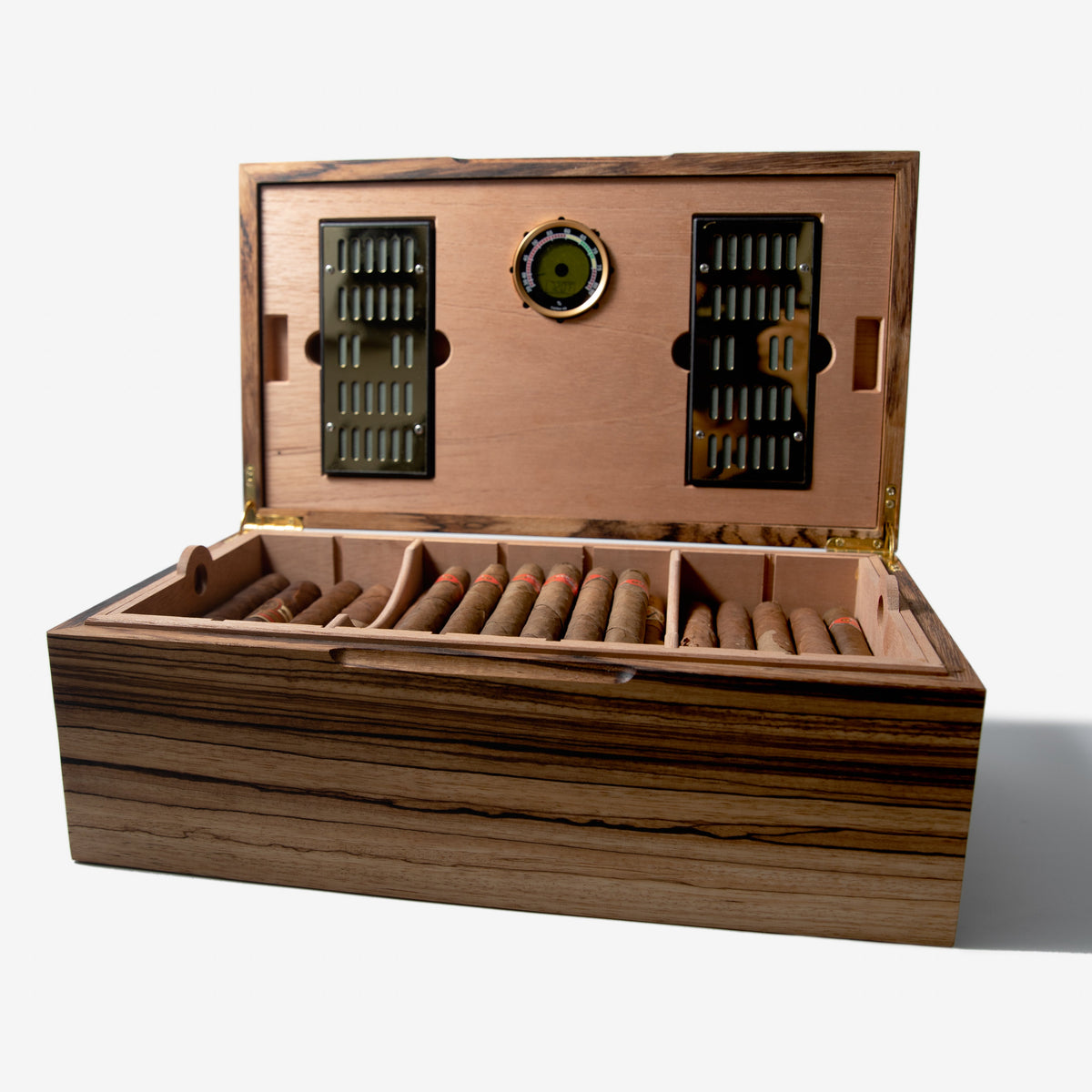 Cigar Humidor - Zebrawood with Spanish Cedar Lining - 80 Capacity