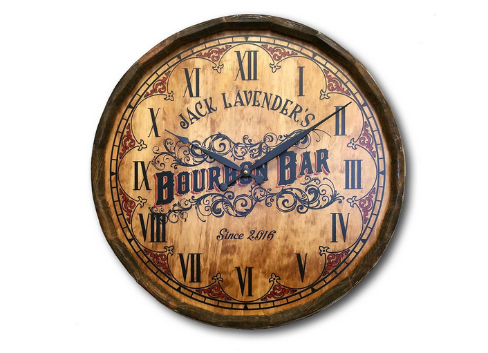 Personalized Bourbon Bar Quarter Barrel Clock