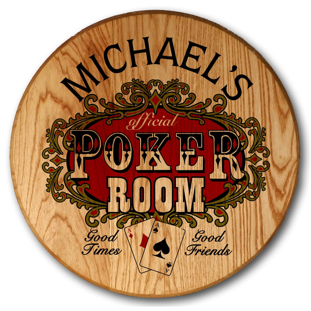 Personalized Barrel Head Poker Sign
