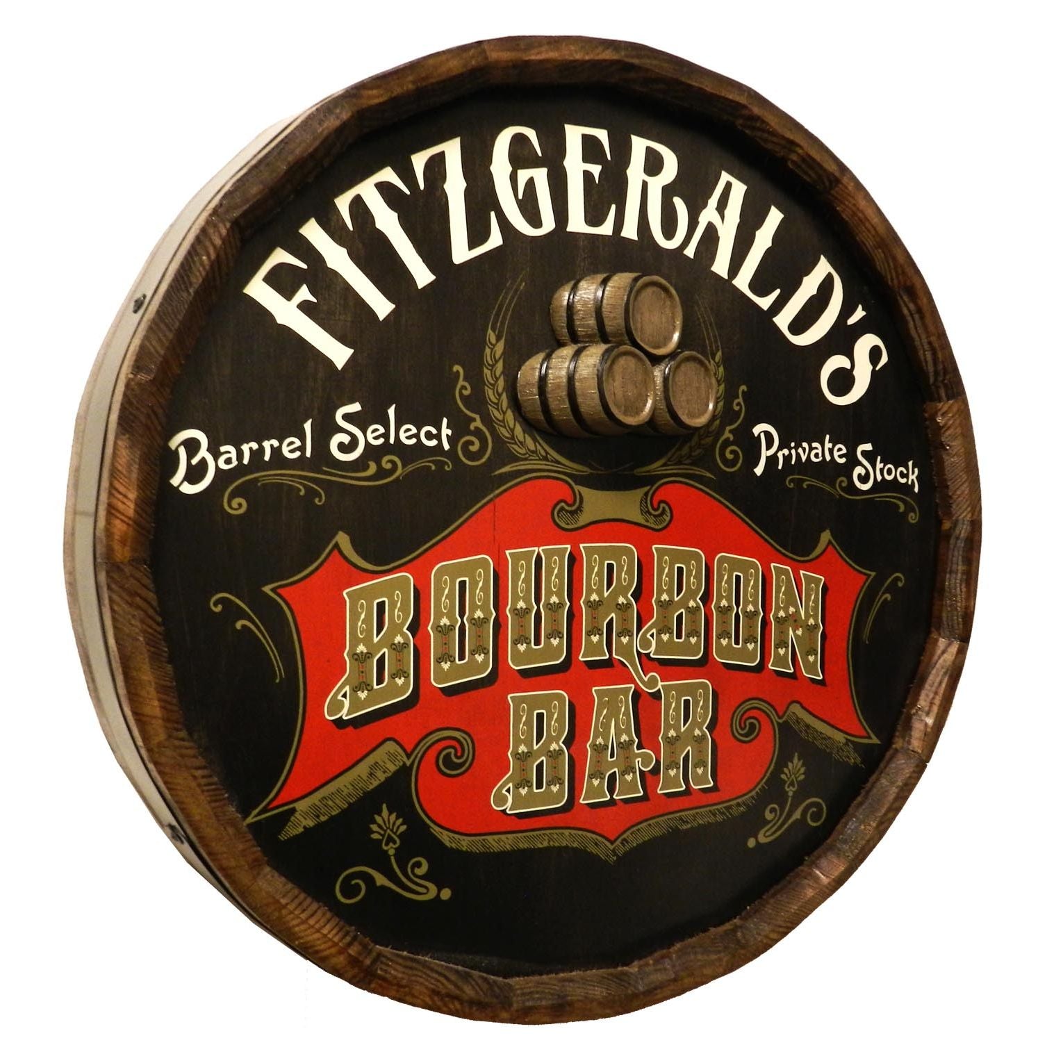 Personalized Bourbon Bar Quarter Barrel Sign