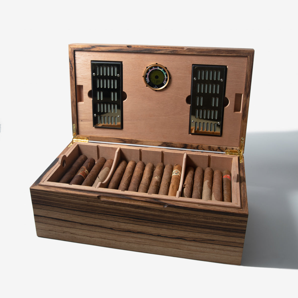 Cigar Humidor - Zebrawood with Spanish Cedar Lining - 80 Capacity