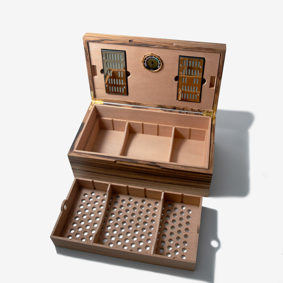 Cigar Humidor - Zebrawood with Spanish Cedar Lining - 80 Capacity