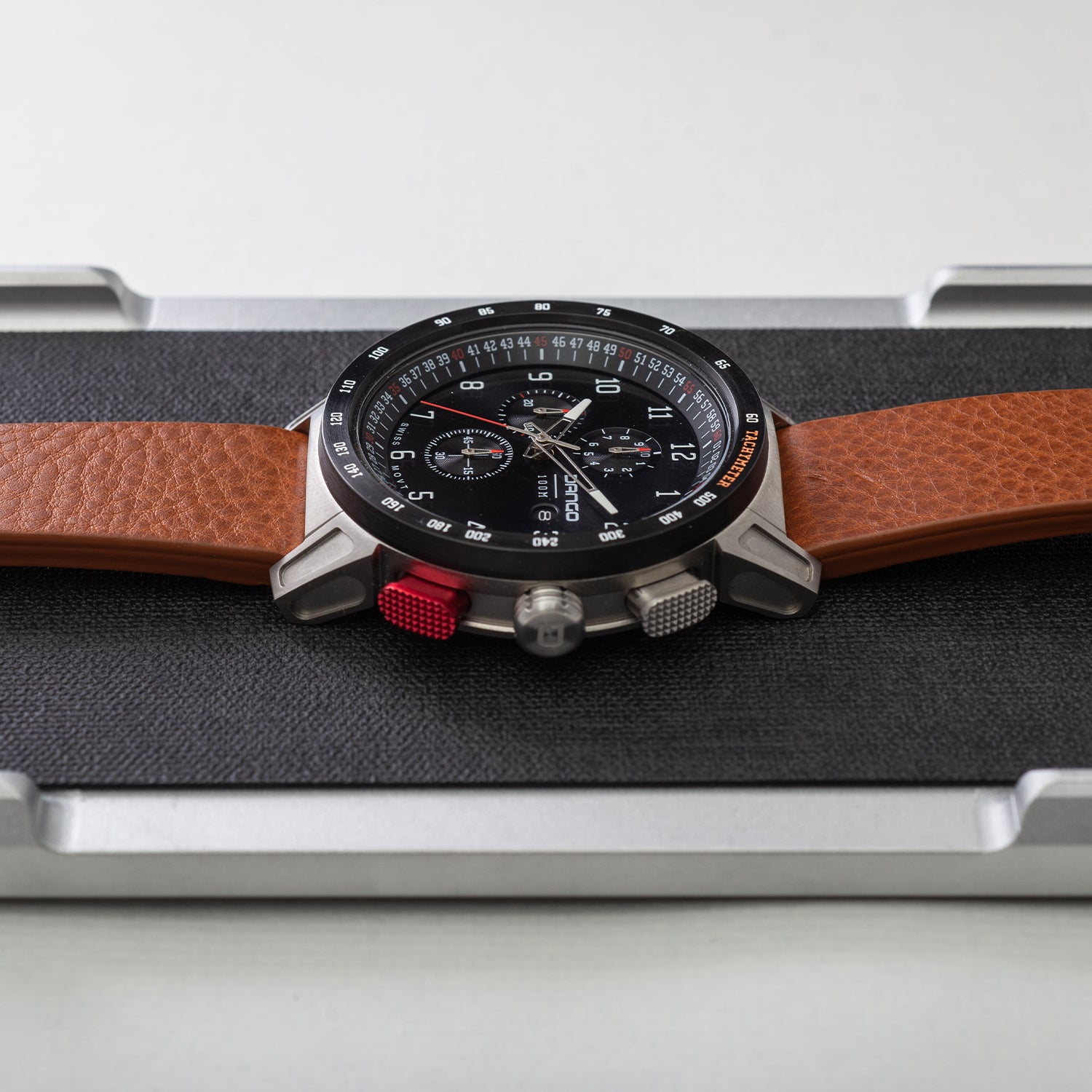 CR-01 - Chrono Watch with Italian Leather Strap - Whiskey Brown