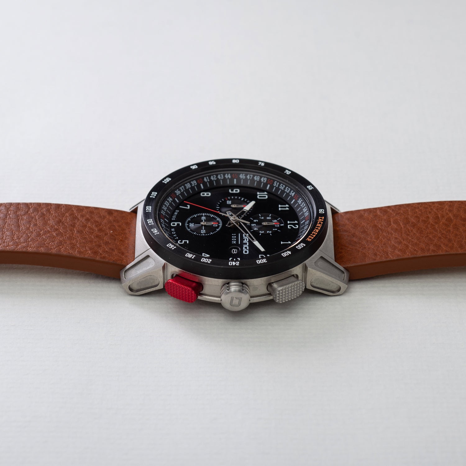 CR-01 - Chrono Watch with Italian Leather Strap - Whiskey Brown
